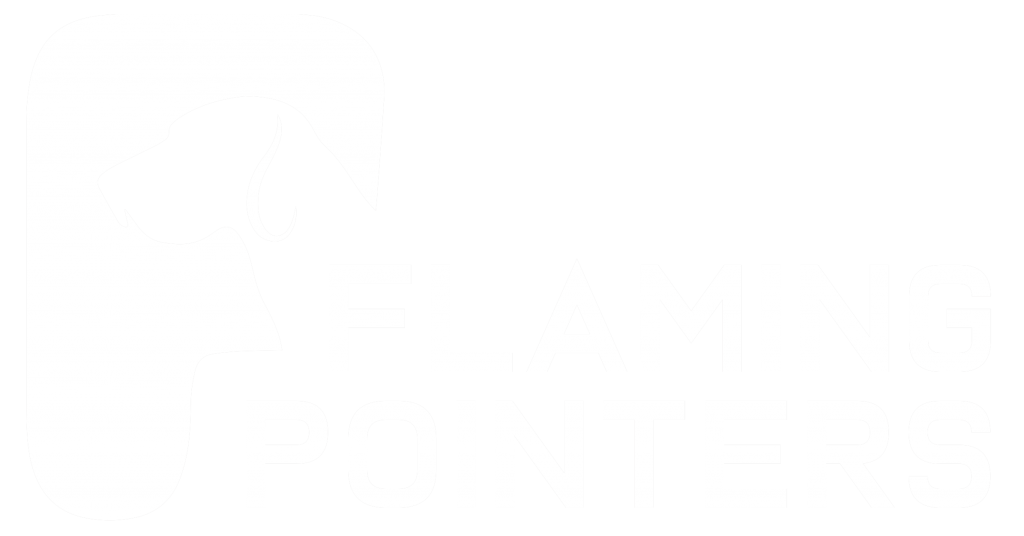 Flaming Pointers white logo on transparent background